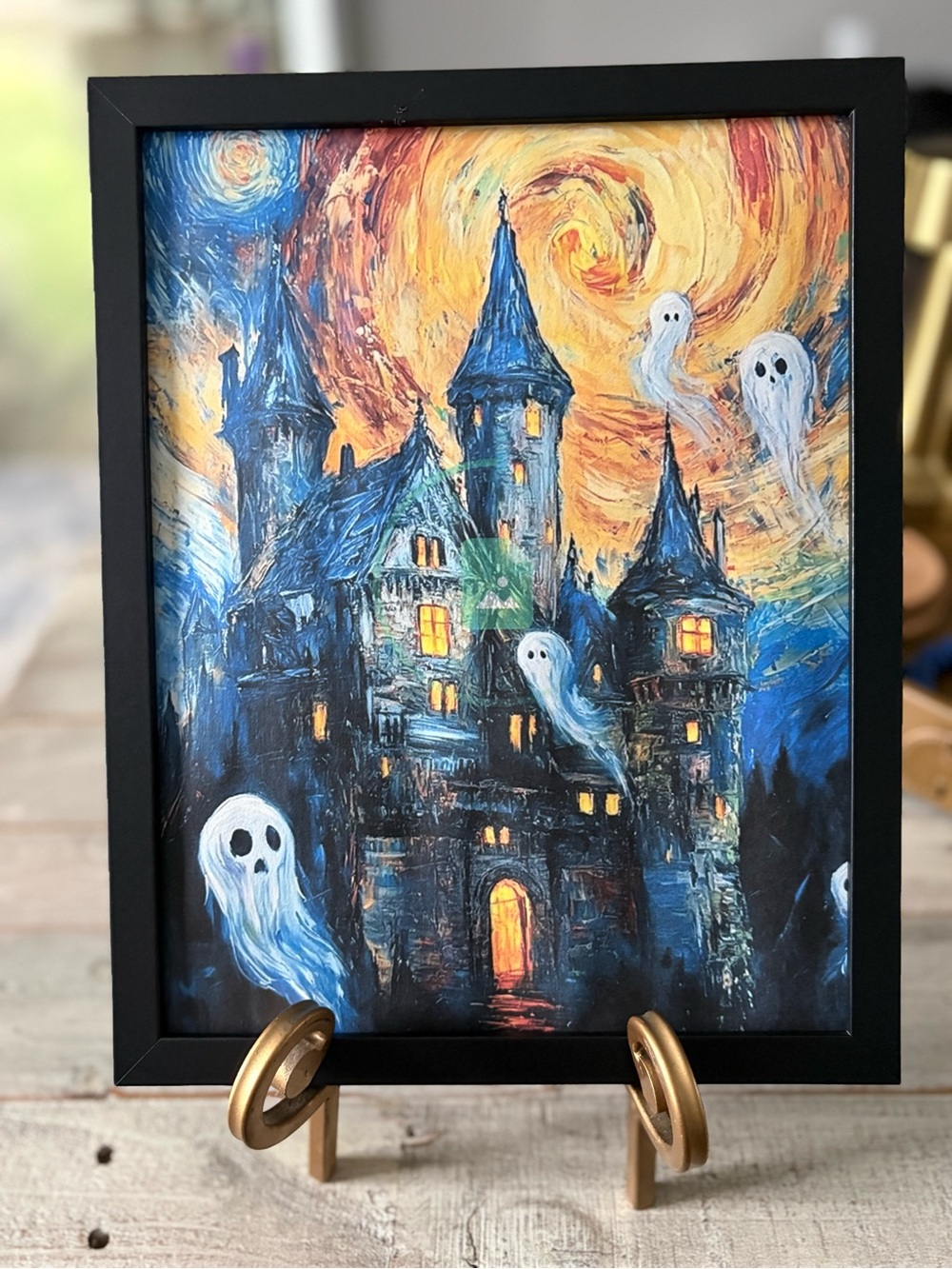 Starry Night Haunted Castle Ghosts Framed 8x10 Art Print